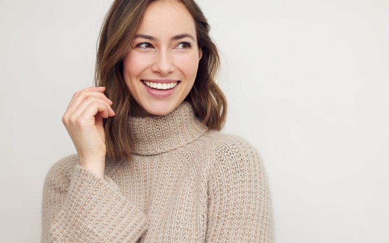 Portrait,Of,Young,Happy,Beautiful,Woman,Smiling,And,Standing,Isolated